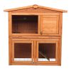 40" Triangle Roof Waterproof Wooden Rabbit Hutch A-Frame Pet Cage Wood Small House Chicken Coop  XH