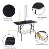 32" Foldable Pet Grooming Table with Mesh Tray and Adjustable Arm Silver Base with Black Table YF