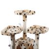 66" Multi-level Cat Tree with Paws Pattern, Scratching Posts, Kitten Activity Tower with 3 Perches - Beige XH