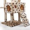 66" Multi-level Cat Tree with Paws Pattern, Scratching Posts, Kitten Activity Tower with 3 Perches - Beige XH