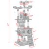 67'' Multi-Level Cat Tree Tower, Kitten Condo House with Scratching Posts, Kitty Play Activity Center, Gray XH