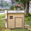 39.4' Wooden Dog House Puppy Shelter Kennel Outdoor & Indoor Dog crate, with Flower Stand, Plant Stand, With Wood Feeder