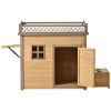 39.4' Wooden Dog House Puppy Shelter Kennel Outdoor & Indoor Dog crate, with Flower Stand, Plant Stand, With Wood Feeder