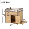 31.5' Wooden Dog House Puppy Shelter Kennel Outdoor & Indoor Dog crate, with Flower Stand, Plant Stand, With Wood Feeder