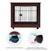 31' Length Furniture Style Pet Dog Crate Cage End Table with Wooden Structure and Iron Wire and Lockable Caters, Medium Dog House Indoor Use.