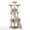 66" Multi-level Cat Tree with Paws Pattern, Scratching Posts, Kitten Activity Tower with 3 Perches - Beige XH