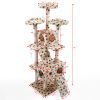 66" Multi-level Cat Tree with Paws Pattern, Scratching Posts, Kitten Activity Tower with 3 Perches - Beige XH