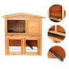 40" Triangle Roof Waterproof Wooden Rabbit Hutch A-Frame Pet Cage Wood Small House Chicken Coop  XH