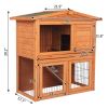 40" Triangle Roof Waterproof Wooden Rabbit Hutch A-Frame Pet Cage Wood Small House Chicken Coop  XH