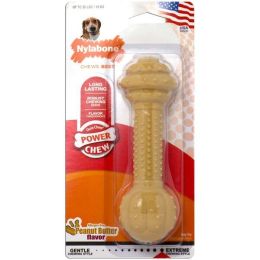 Nylabone Barbell Power Chew Durable Dog Toy Peanut Butter, 1ea/Medium/Wolf 1 ct