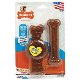 Nylabone Puppy Chew Ring Bone  Toy Twin Pack Chicken, 1ea/Medium/Wolf 2 ct