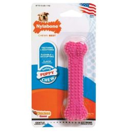 Nylabone Puppy Teething  Soothing Flexible Chew Toy Pink Bone, Chicken, 1ea/XS/Petite 1 ct