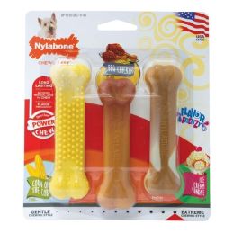 Nylabone Flavor Frenzy Power Chew Triple Pack Chicken, Corn  Ice Cream Sundae, 1ea/SMall/Regular 3 ct