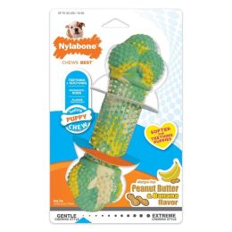 Nylabone Just for Puppies Double Action Bone Puppy Dog Teething Chew Toy Banana  Peanut Butter, 1ea/Medium/Wolf 1 ct