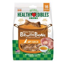 Nylabone Healthy Edibles Broth Bone All Natural Dog Treats Made With Real Bone Broth 16 count, 1ea/Regular  Up To 25 Ibs.