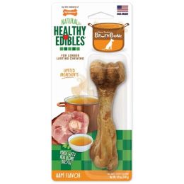 Nylabone Healthy Edibles Broth Bone All Natural Dog Treats Made With Real Bone Broth 1 Count, 1ea/Giant  Up To 50 lb