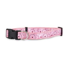 Aspen Ribbon Overlay Adjustable Dog Collar Pink 5/8 in x 10-14 in Small