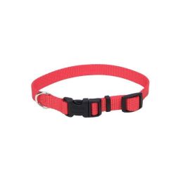 Coastal Adjustable Nylon Dog Collar with Plastic Buckle Red 5/8 in x 10-14 in