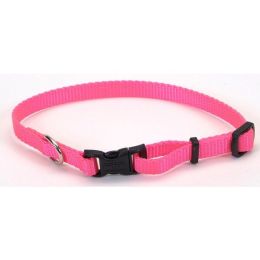 Coastal Adjustable Nylon Dog Collar with Plastic Buckle Neon Pink 3/8 in x 8-12 in