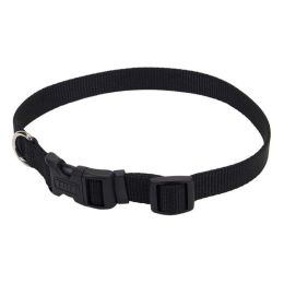 Coastal Adjustable Nylon Dog Collar with Plastic Buckle Black 3/4 in x 14-20 in