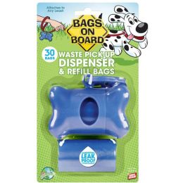 Bags on Board Bone Waste Pick-up Bag Dispenser with Dookie Dock Blue 2 rolls of 15 pet waste bags 9 in x 14 in