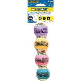 Petsport USA Happy Birthday Ball Jr. Dog Toy Assorted 4 Pack 1.8 in