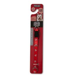 Aspen Reflective Paw Adjustable Dog Collar Red 3/8 in x 8-14 in Small