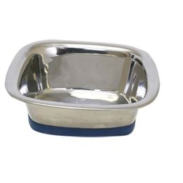 OurPets Premium Stainless Steel Square Dog Bowl Silver Medium