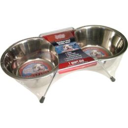 Loving Pets Stainless Steel Double Dog Diner Wrapped Silver 1 Quart