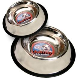 Loving Pets Traditional No-Tip Stainless Steel Dog Bowl Silver 64 Ounces