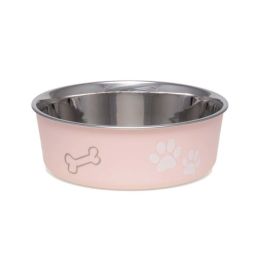 Loving Pets Classic Dog Bowl Paw Print Paparazzi Pink Small