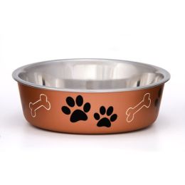 Loving Pets Metallic Dog Bowl Paw Print & Bone Copper Large