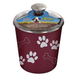 Loving Pets Treat Canister Paw Print & Bone Merlot