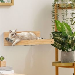 Wall-Mounted Cat Hammock, Cat Shelf and Perch for Wall, Cat Wall-Mounted Bed Furniture for Sleeping, Playing, Lounging, Natural XH (Color: Natural+black+white)