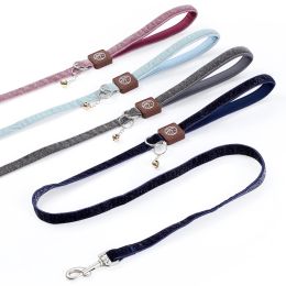 Reflective Dog Leash for Small Medium Dog with Comfortable handle and Nylon Webbing Shiny Suede Fabric (Color: Purple)