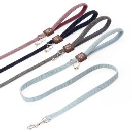 Reflective Dog Leash for Small Medium Dog with Comfortable handle and Nylon Webbing Shiny Suede Fabric (Color: White)