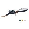 HAMATE 4FT Comfortable Dog Leash with the combination of Cowboy and Plaid Webbing,Matte Gold Zinc Alloy and Bells